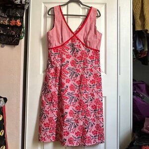 Vintage 90s Harve Benard Red Gingham Floral Berry Print Dress
